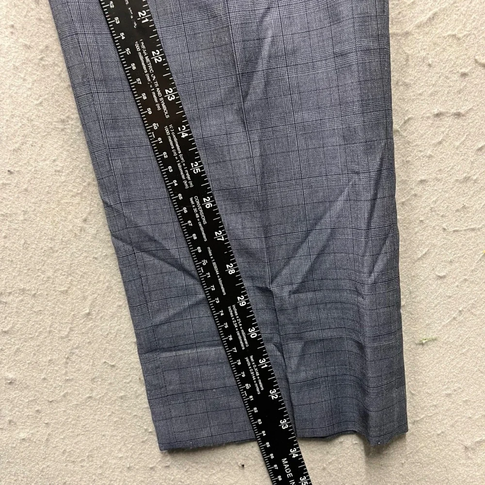 Banana Republic Mens 34x34 Guabello Wool Plaid Dress Pants Blue Grey Standard